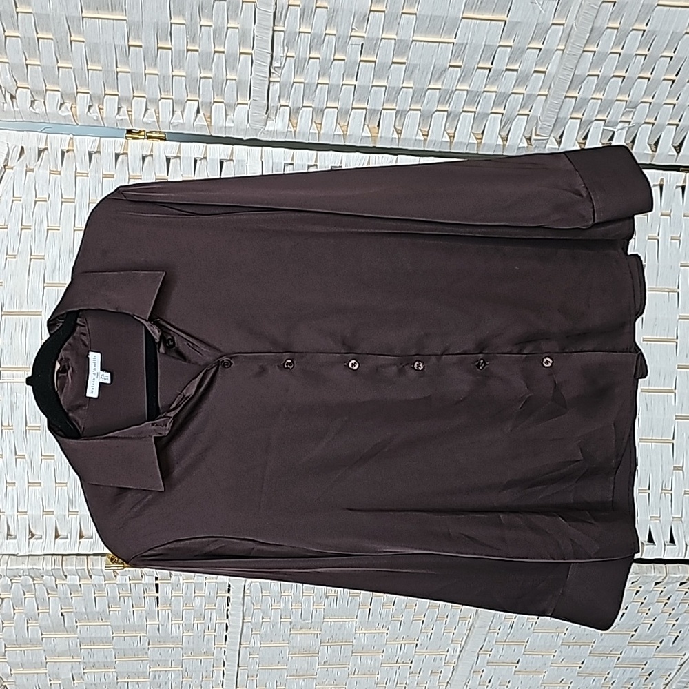 Maison d'Amelie Brown Sateen Blouse - L
